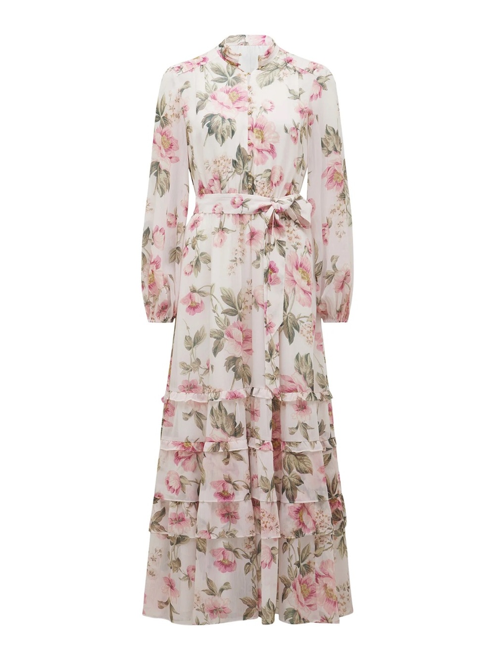 Ever New Tiered Maxi Dress Pink & White